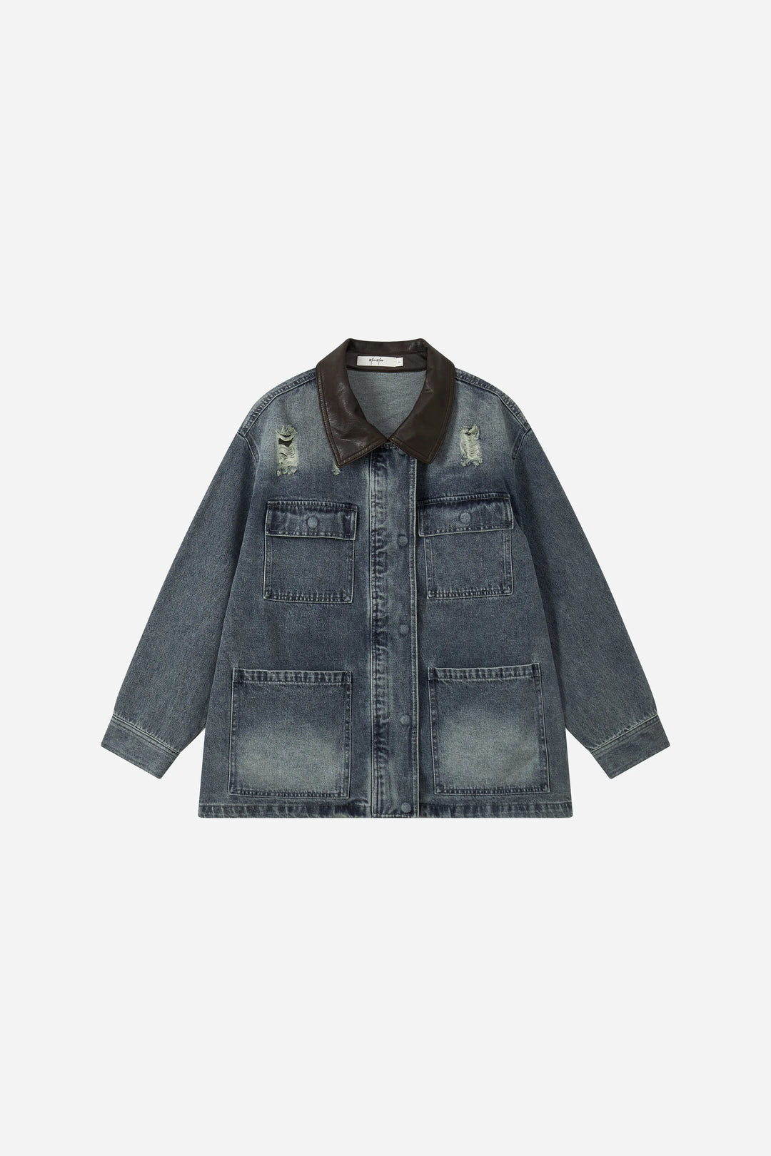 An image of a   34101 Contrast-Collar Denim Utility Jacket by  Mirra Masa