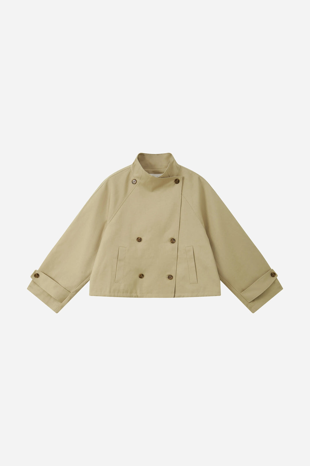 An image of a   34168 Double-Breasted Short Trench Coat by  Mirra Masa