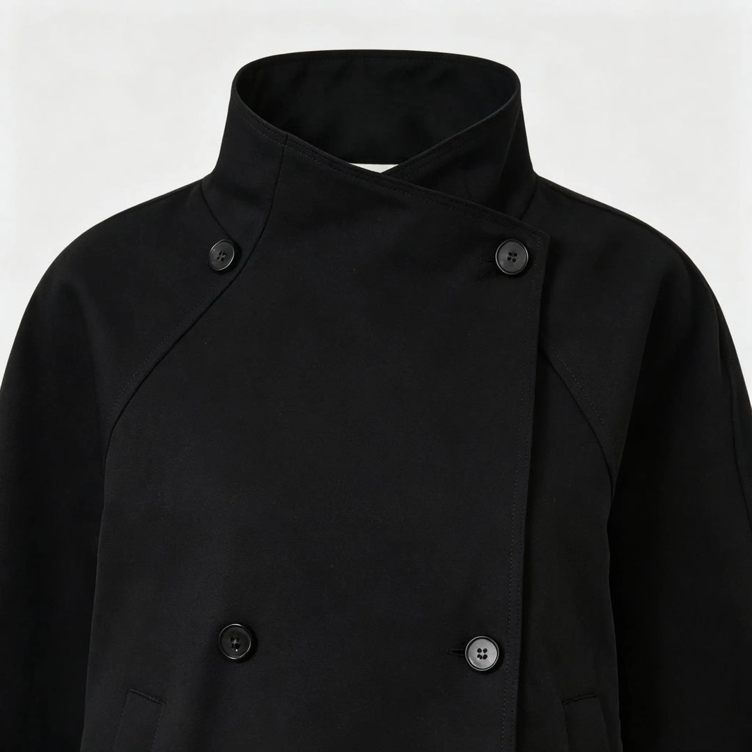 An image of a   34168 Double-Breasted Short Trench Coat by  Mirra Masa
