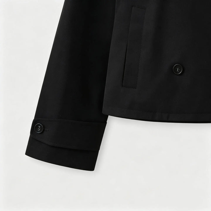 An image of a   34168 Double-Breasted Short Trench Coat by  Mirra Masa