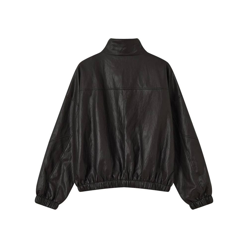 An image of a   34266 Vegan Leather Bomber Jacket by  Mirra Masa