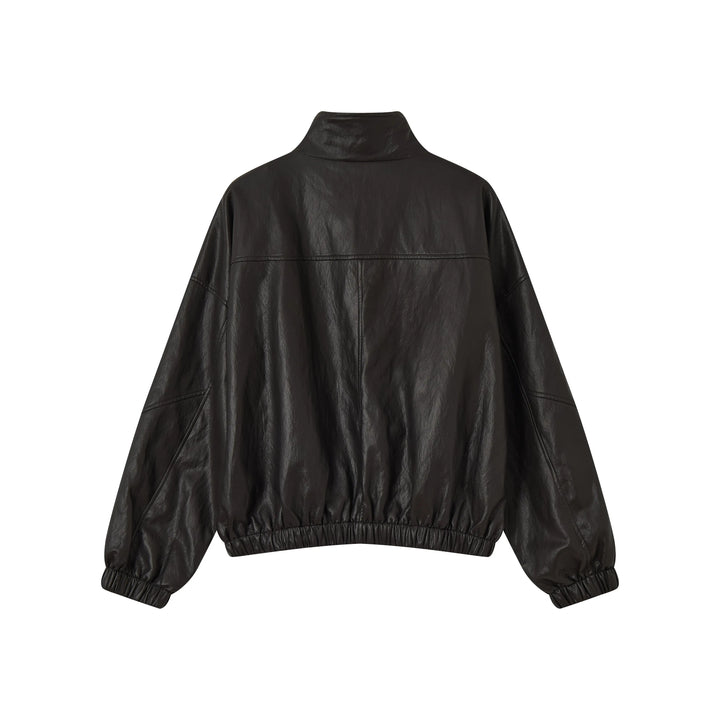 An image of a   34266 Vegan Leather Bomber Jacket by  Mirra Masa