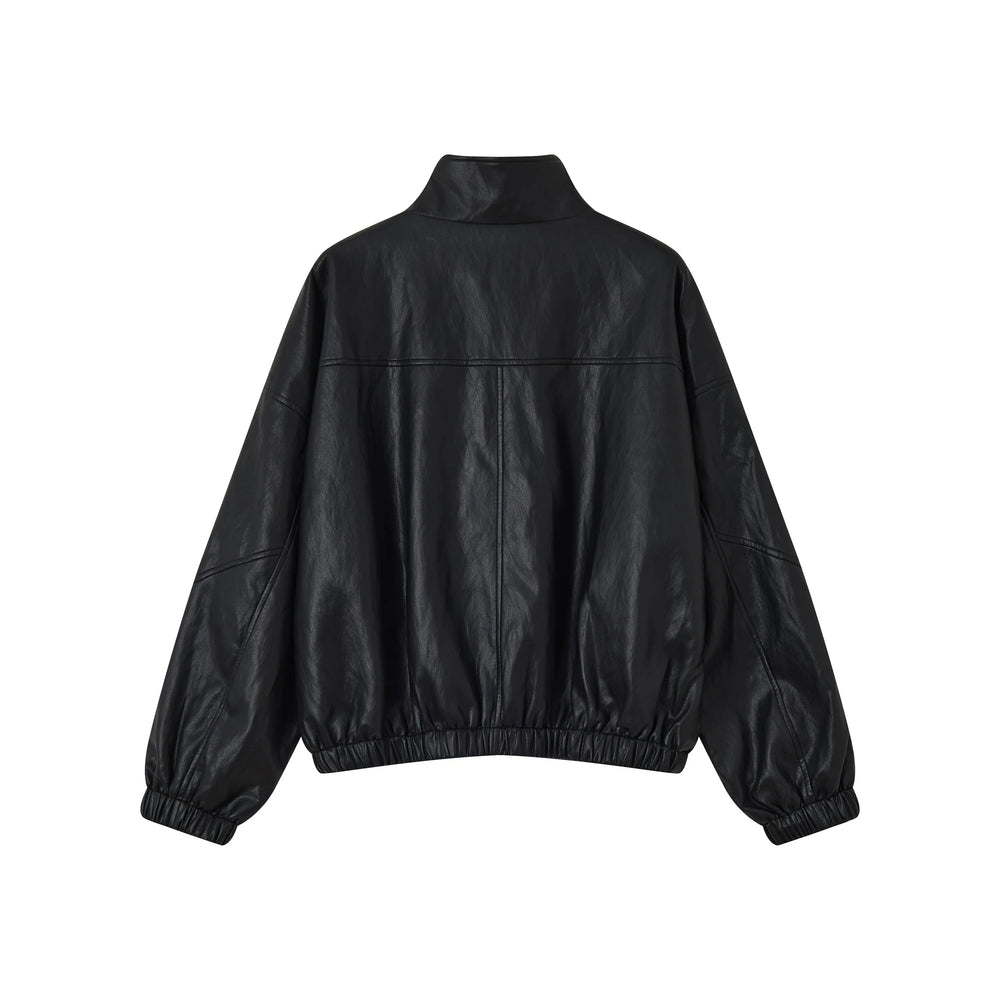 An image of a   34266 Vegan Leather Bomber Jacket by  Mirra Masa