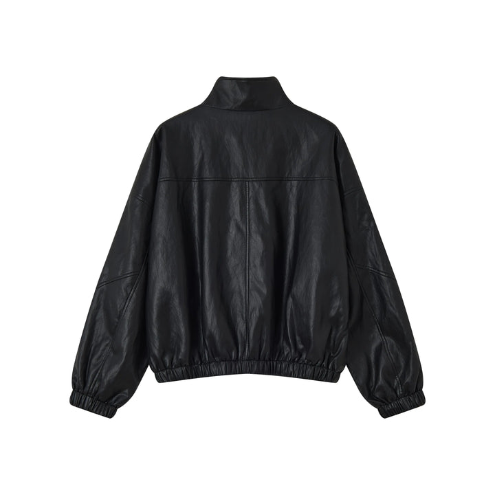 An image of a   34266 Vegan Leather Bomber Jacket by  Mirra Masa