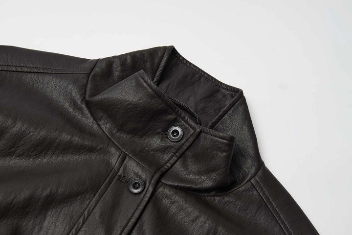 An image of a   34266 Vegan Leather Bomber Jacket by  Mirra Masa