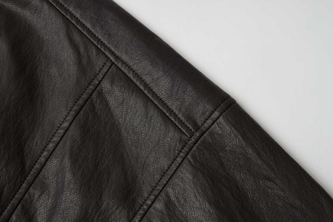 An image of a   34266 Vegan Leather Bomber Jacket by  Mirra Masa