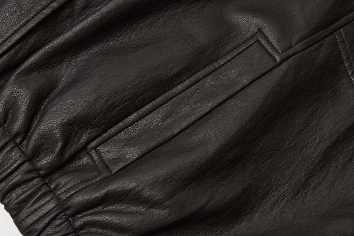 An image of a   34266 Vegan Leather Bomber Jacket by  Mirra Masa