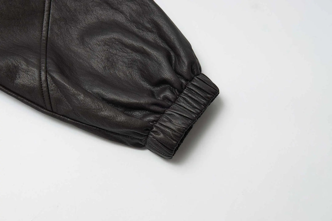 An image of a   34266 Vegan Leather Bomber Jacket by  Mirra Masa