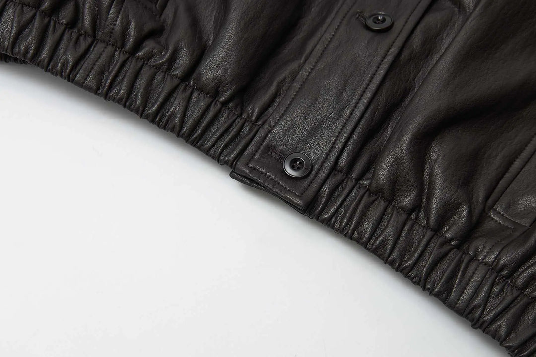 An image of a   34266 Vegan Leather Bomber Jacket by  Mirra Masa