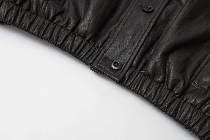 An image of a   34266 Vegan Leather Bomber Jacket by  Mirra Masa
