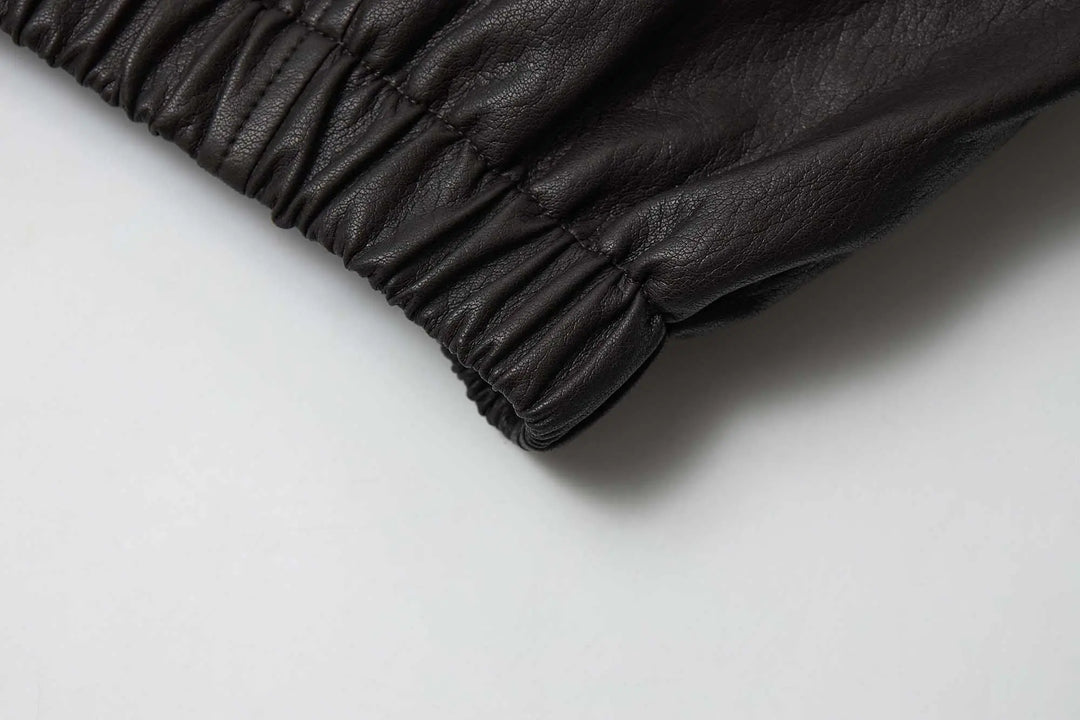 An image of a   34266 Vegan Leather Bomber Jacket by  Mirra Masa