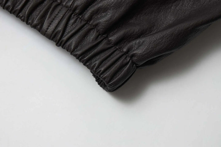 An image of a   34266 Vegan Leather Bomber Jacket by  Mirra Masa