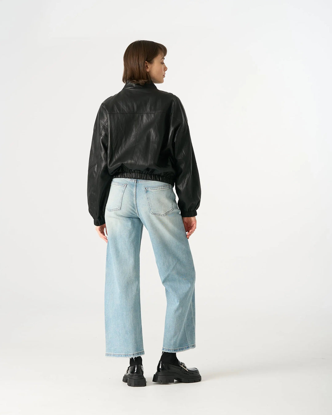 An image of a   34266 Vegan Leather Bomber Jacket by  Mirra Masa