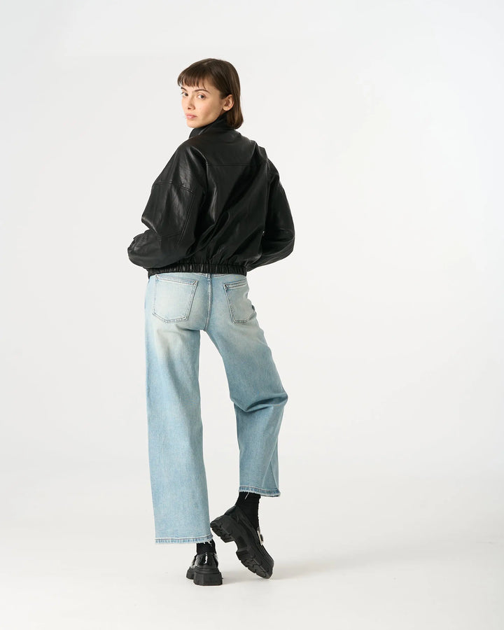 An image of a   34266 Vegan Leather Bomber Jacket by  Mirra Masa