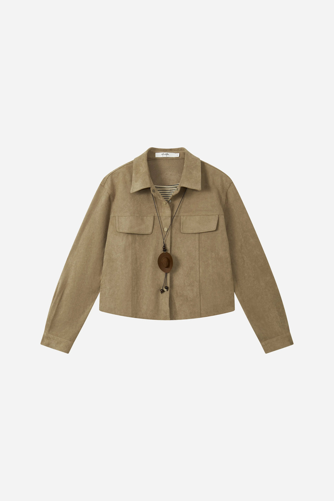 An image of a   34396 Faux-Suede Jacket & Striped Cami Set by  Mirra Masa