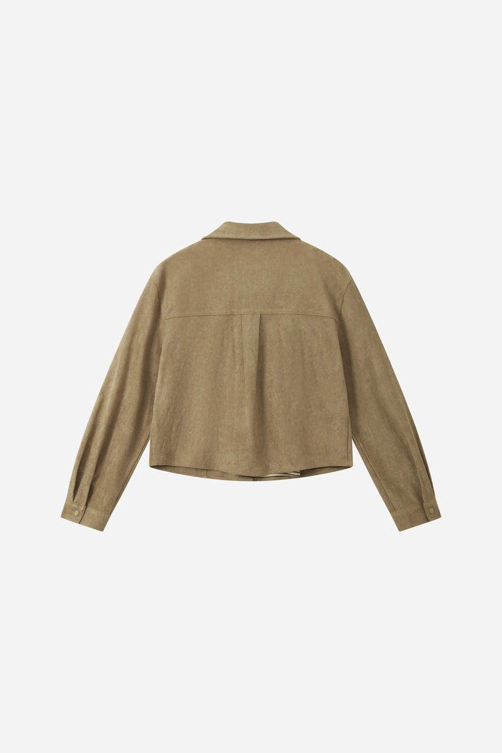 An image of a   34396 Faux-Suede Jacket & Striped Cami Set by  Mirra Masa