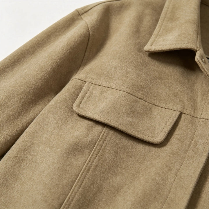 An image of a   34396 Faux-Suede Jacket & Striped Cami Set by  Mirra Masa
