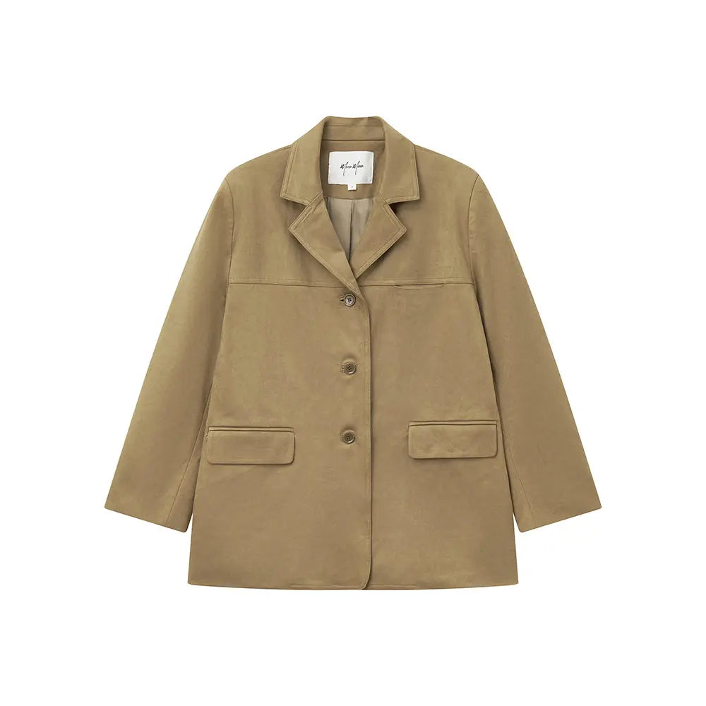 An image of a  Khaki / One-Size 34481 Urban Suede Jacket by  Mirra Masa