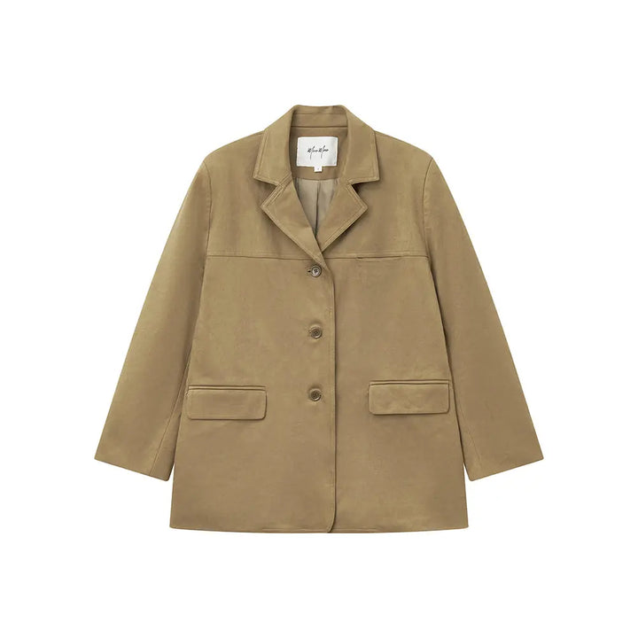 An image of a  Khaki / One-Size 34481 Urban Suede Jacket by  Mirra Masa
