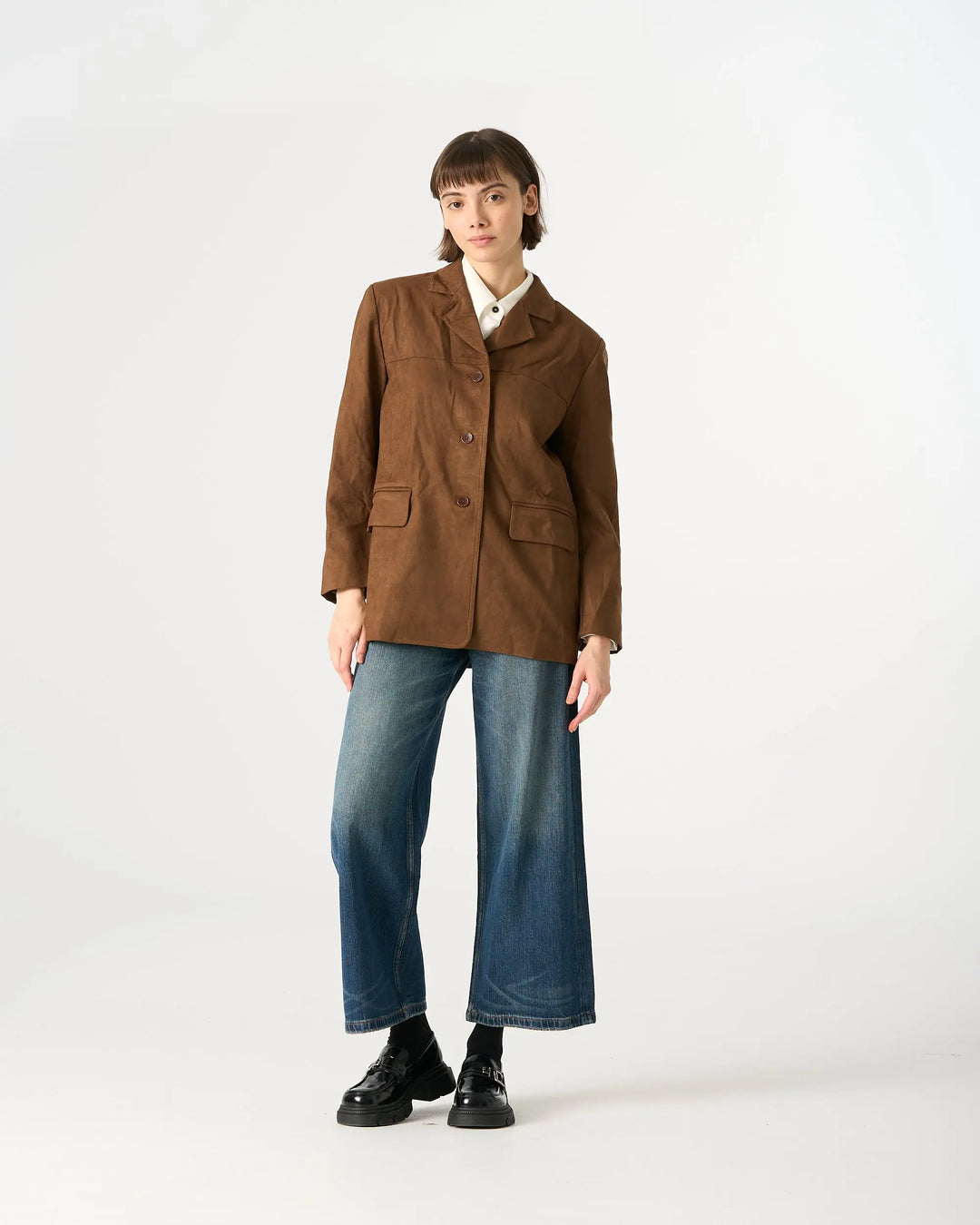 An image of a  Dark Espresso / One-Size 34481 Urban Suede Jacket by  Mirra Masa