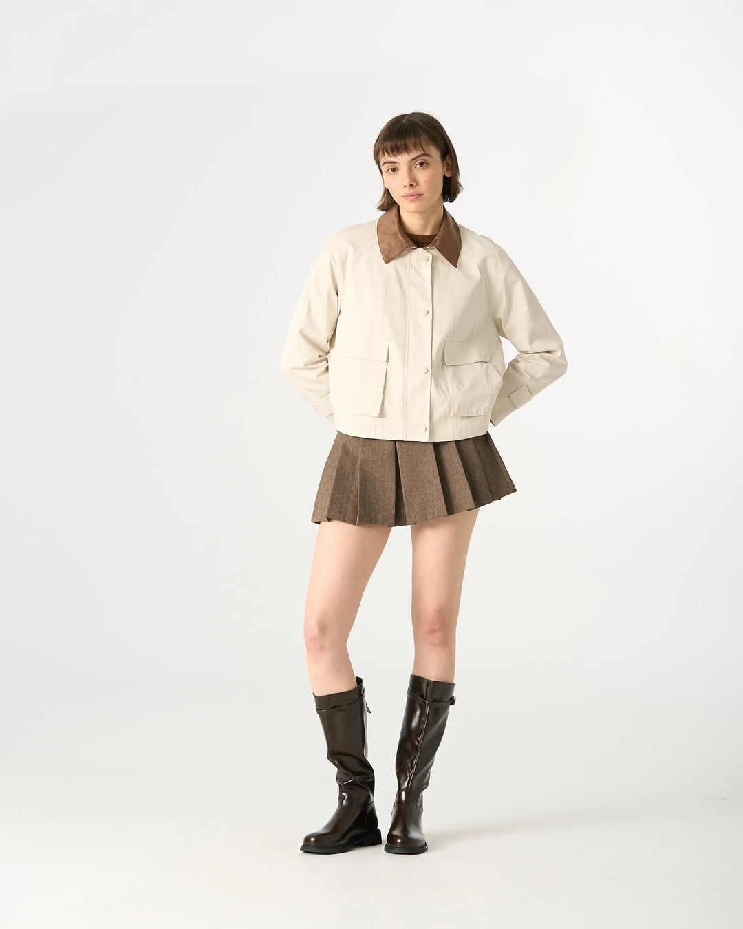 An image of a   34525 Cropped Two Tone Jacket by  Mirra Masa
