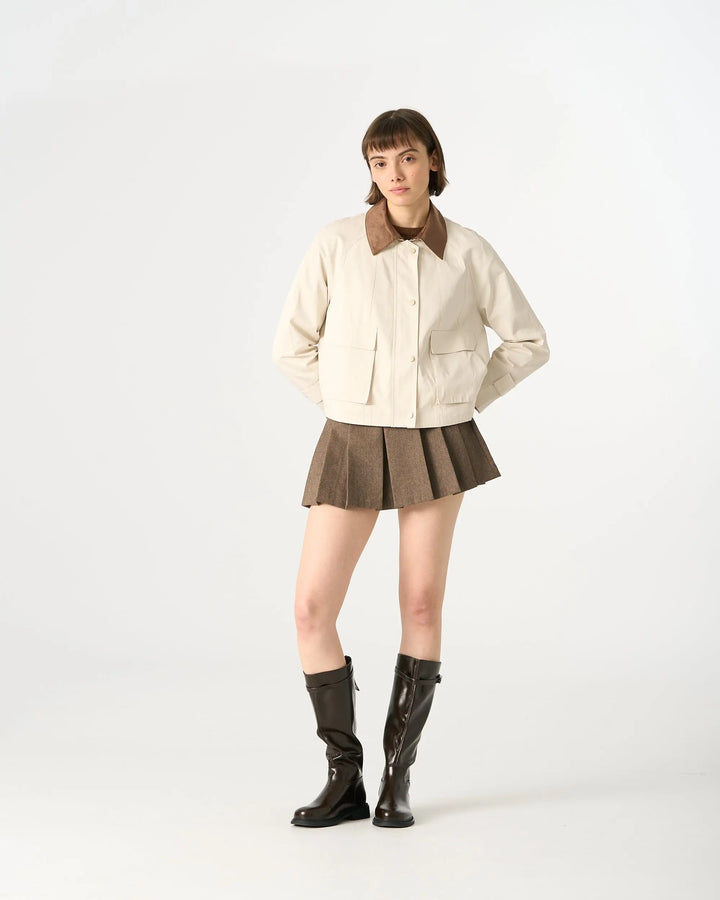 An image of a   34525 Cropped Two Tone Jacket by  Mirra Masa