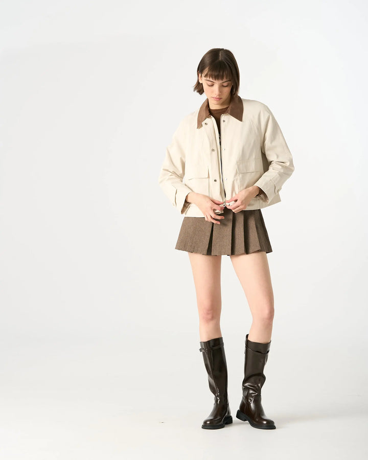 An image of a   34525 Cropped Two Tone Jacket by  Mirra Masa