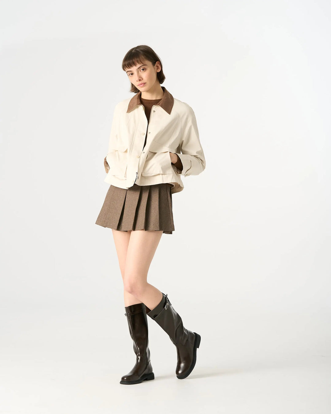An image of a   34525 Cropped Two Tone Jacket by  Mirra Masa