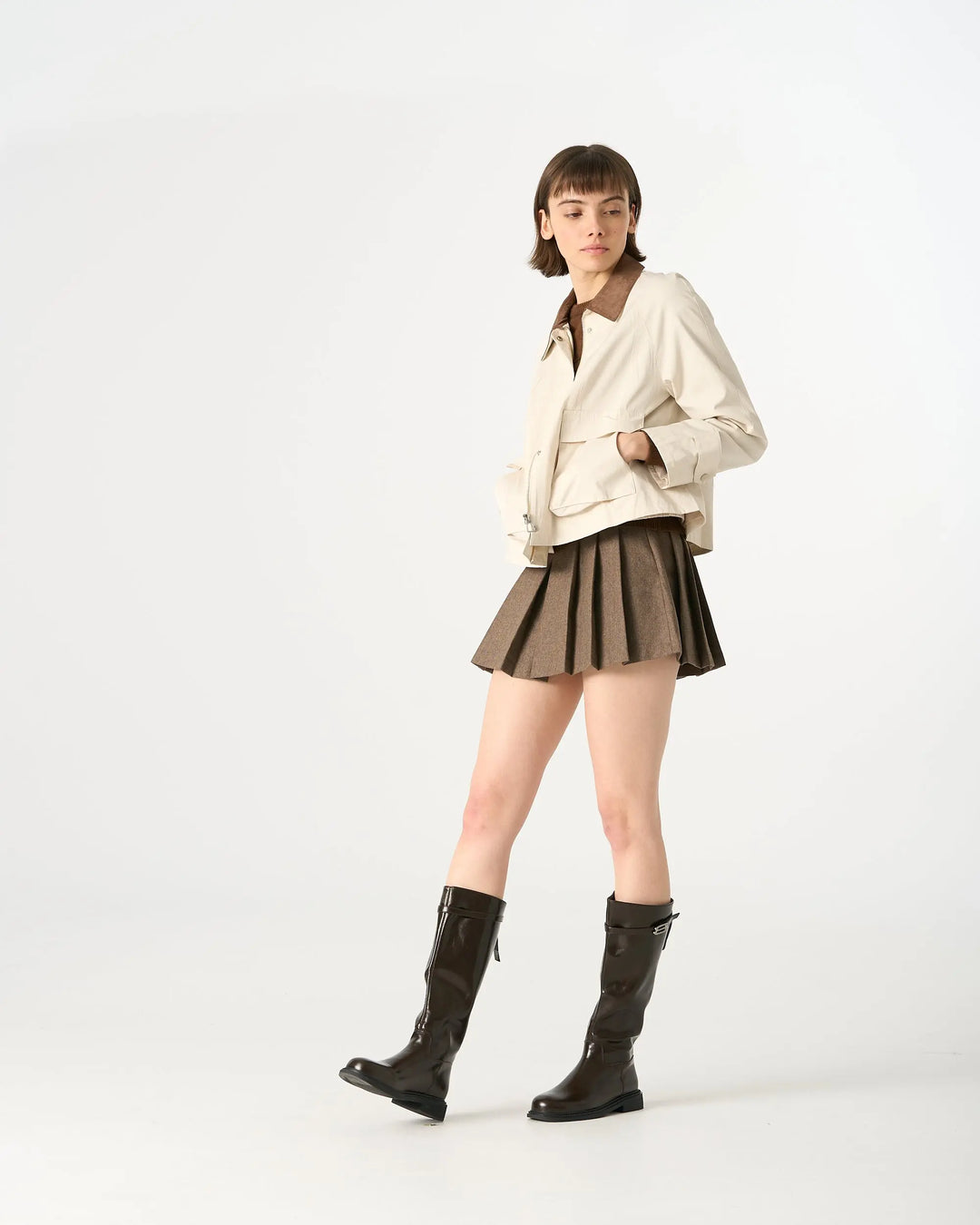 An image of a   34525 Cropped Two Tone Jacket by  Mirra Masa