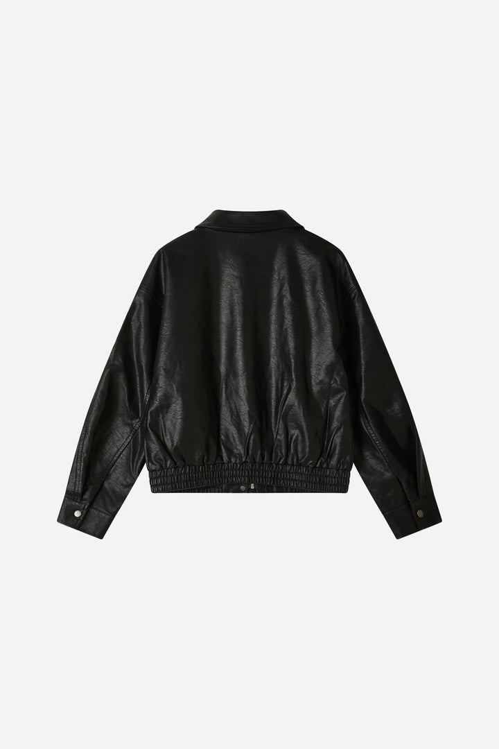 An image of a   34532 Faux Leather Bomber Jacket by  Mirra Masa