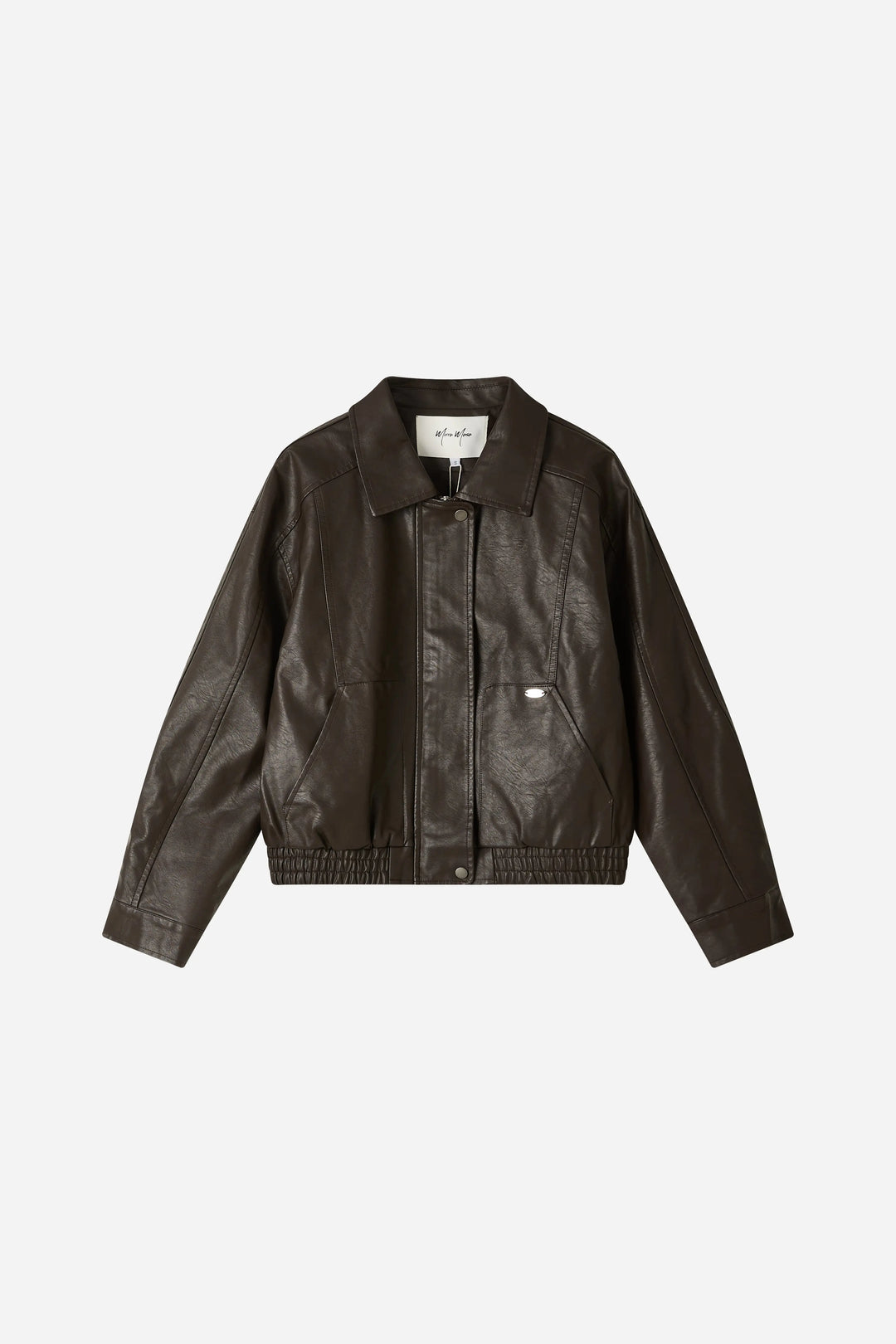 An image of a   34532 Faux Leather Bomber Jacket by  Mirra Masa