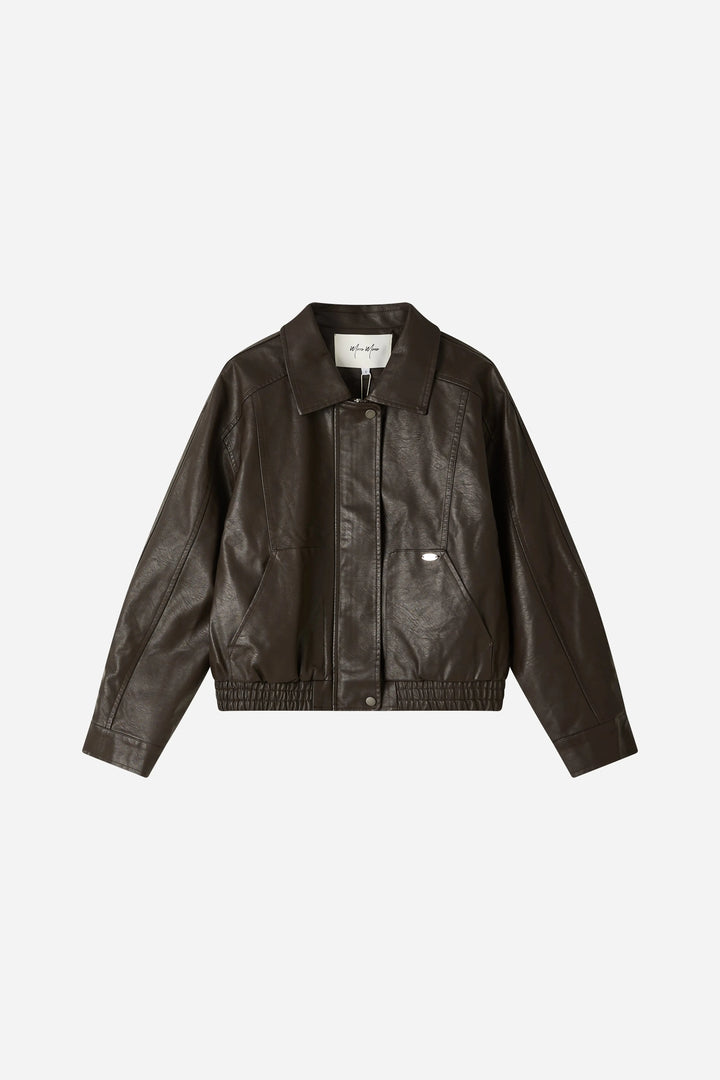 An image of a   34532 Faux Leather Bomber Jacket by  Mirra Masa