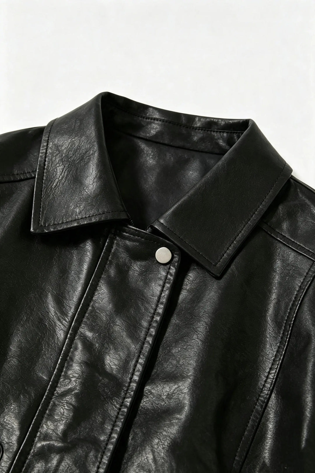 An image of a   34532 Faux Leather Bomber Jacket by  Mirra Masa