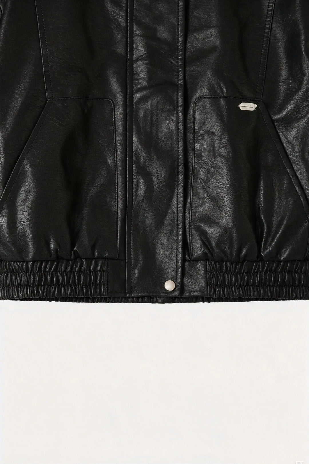 An image of a   34532 Faux Leather Bomber Jacket by  Mirra Masa