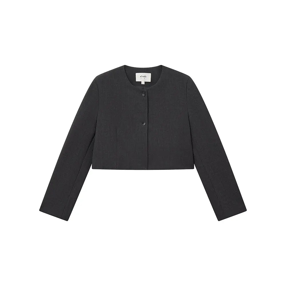 An image of a   34549 Minimalist Two-Button Cropped Blazer by  Mirra Masa