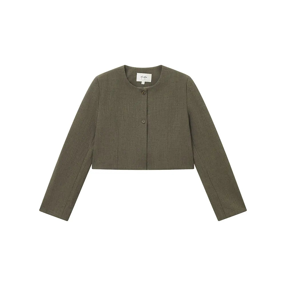 An image of a   34549 Minimalist Two-Button Cropped Blazer by  Mirra Masa