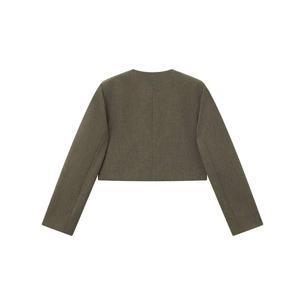 An image of a   34549 Minimalist Two-Button Cropped Blazer by  Mirra Masa