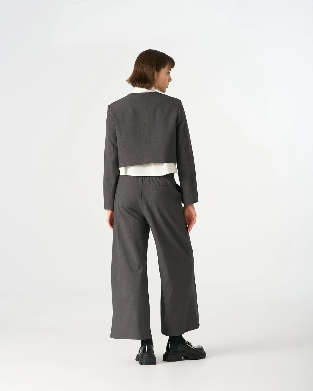 An image of a   34549 Minimalist Two-Button Cropped Blazer by  Mirra Masa