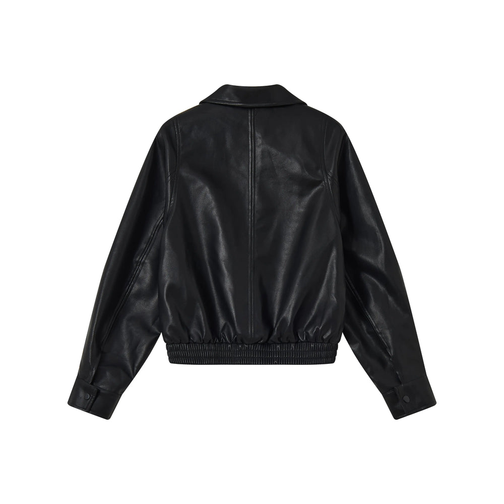 An image of a   34929 Vegan Leather Zip-Up Jacket by  Mirra Masa