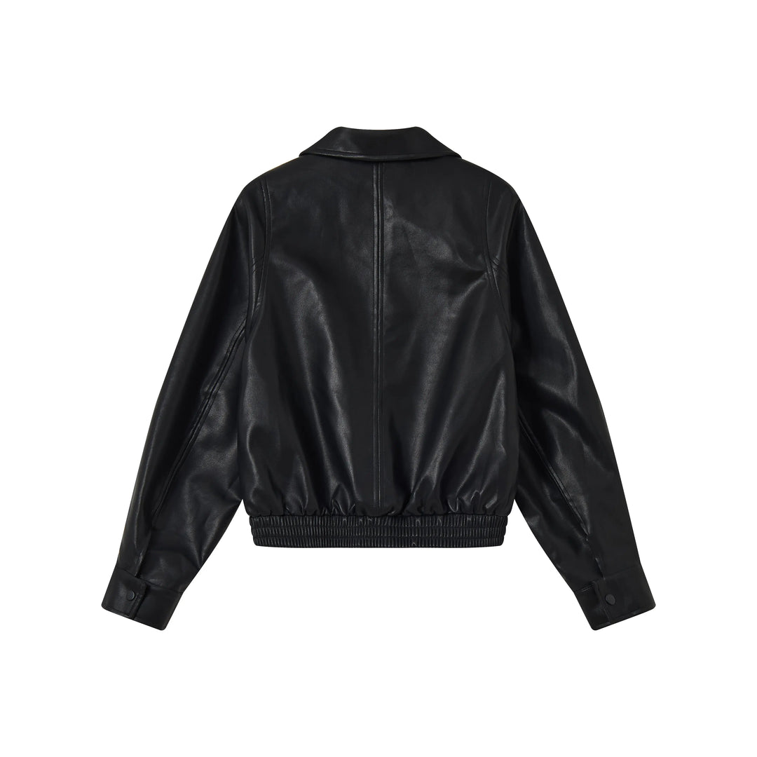 An image of a   34929 Vegan Leather Zip-Up Jacket by  Mirra Masa