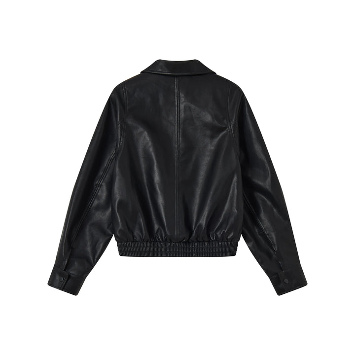 An image of a   34929 Vegan Leather Zip-Up Jacket by  Mirra Masa
