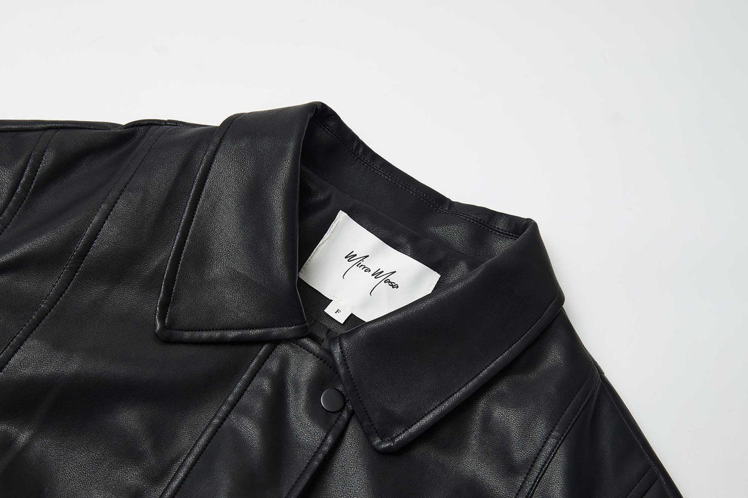 An image of a   34929 Vegan Leather Zip-Up Jacket by  Mirra Masa