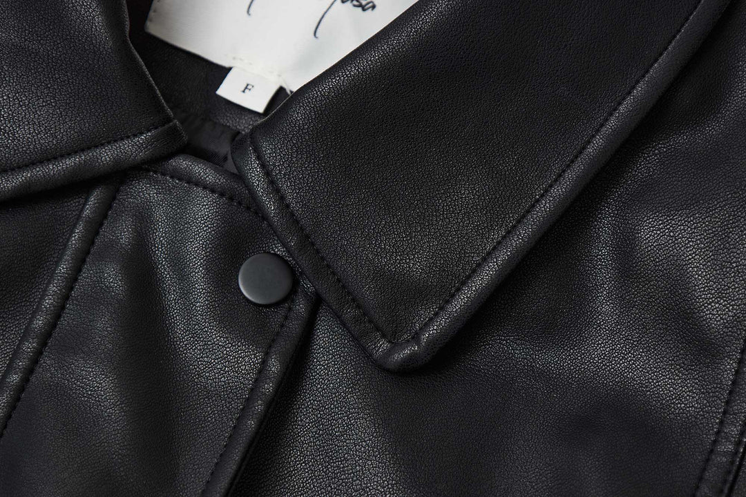 An image of a   34929 Vegan Leather Zip-Up Jacket by  Mirra Masa