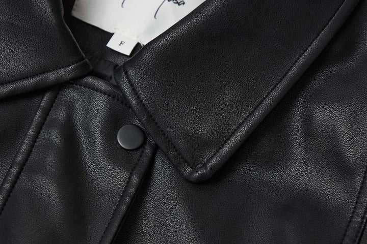 An image of a   34929 Vegan Leather Zip-Up Jacket by  Mirra Masa