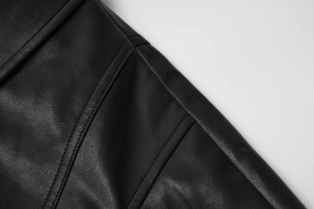 An image of a   34929 Vegan Leather Zip-Up Jacket by  Mirra Masa