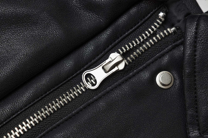An image of a   34929 Vegan Leather Zip-Up Jacket by  Mirra Masa