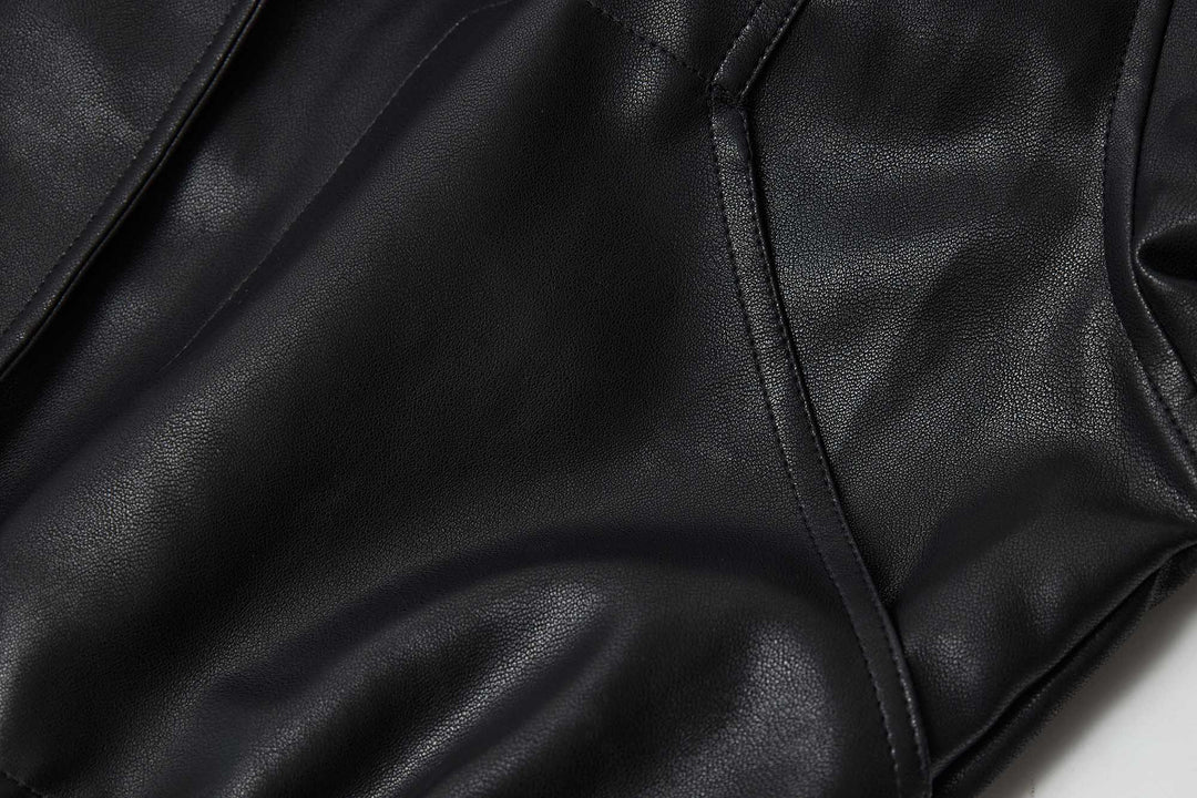 An image of a   34929 Vegan Leather Zip-Up Jacket by  Mirra Masa
