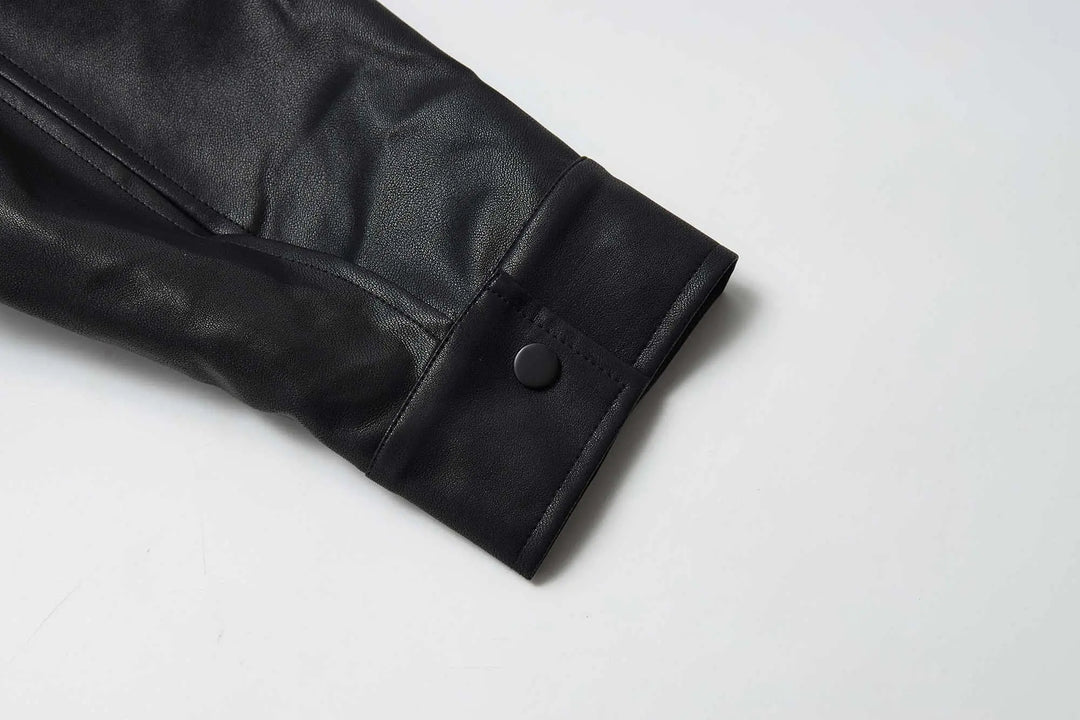 An image of a   34929 Vegan Leather Zip-Up Jacket by  Mirra Masa