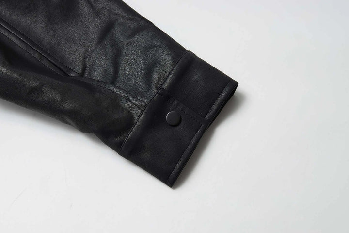 An image of a   34929 Vegan Leather Zip-Up Jacket by  Mirra Masa