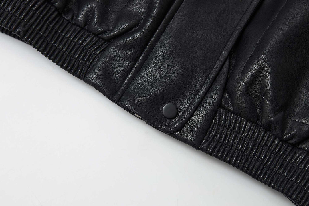 An image of a   34929 Vegan Leather Zip-Up Jacket by  Mirra Masa